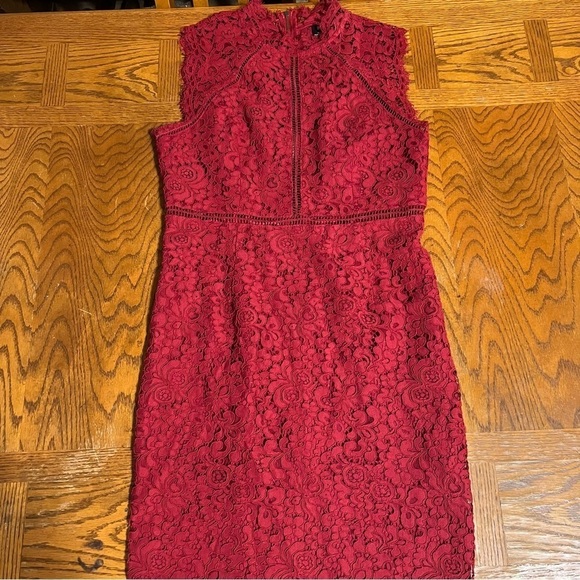 Bardot Women’s Lace Panel Midi Dress In Wine Sz 8 - Picture 3 of 15